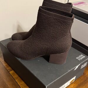 Eileen Fisher Dark Oriel Stretch Knit Textured Ankle Booties